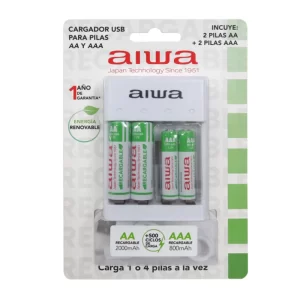 Cargador De Pilas AA, AAA Aiwa + 2 Pilas AA 2 Pilas AAA